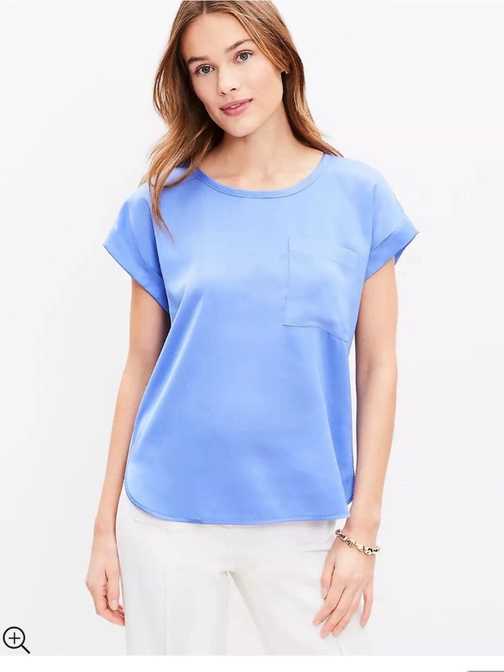 LOFT Periwinkle Blue Short-Sleeve Pocket Blouse